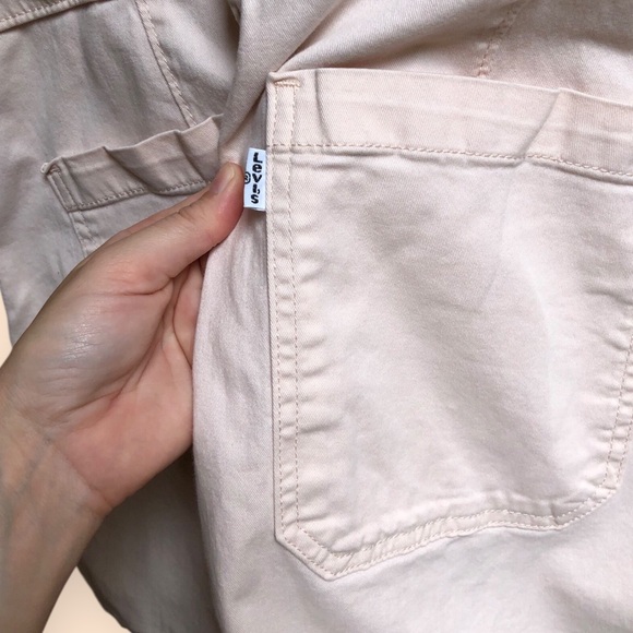 Levi’s Utility Tie Waist Romper Shorts One Piece Light Pink Button Front Women M - Picture 12 of 16